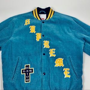 Men’s supreme corduroy jacket bomber blue size med